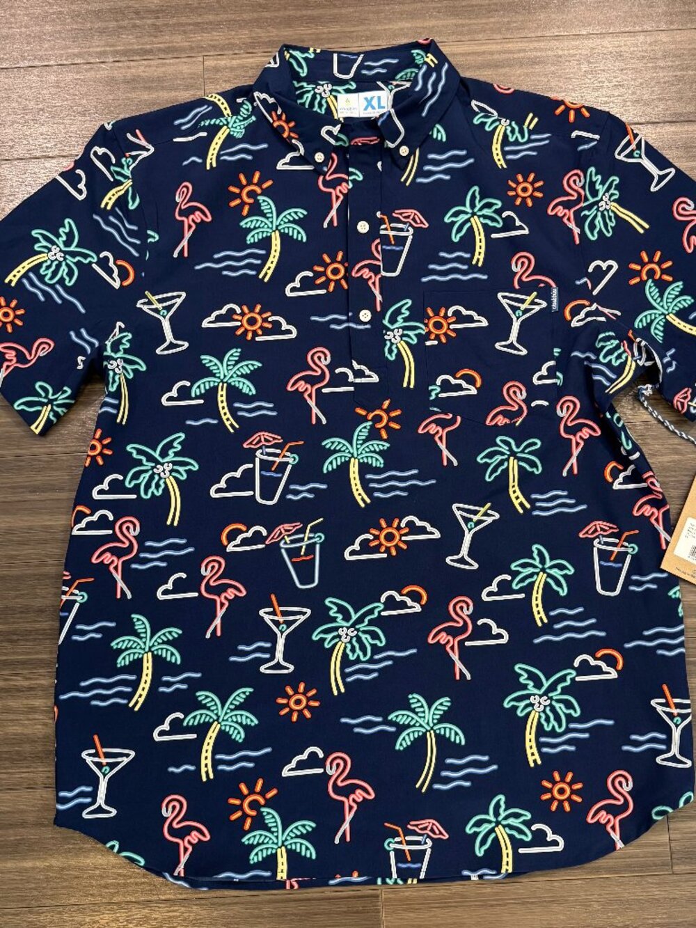 NEW Chubbies Friday Shirt Mens XL Neon Lights One Man Wolf Pack Performance Polo
